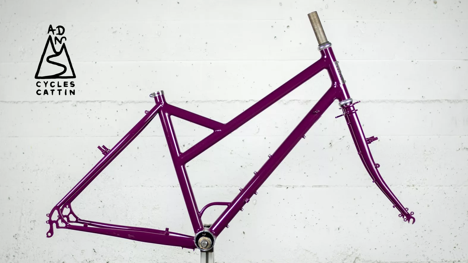 Cadre et fourche e notre vélo de série de voyage l'ADN, couleur violet et option cadre trapèze